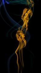 Wall Mural - vertical flaming twist blue to orange abstract 4k loop features a column of orange smoke rising with