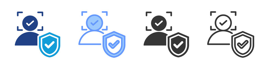 Aufkleber - Face Recognition icon set multiple style collection