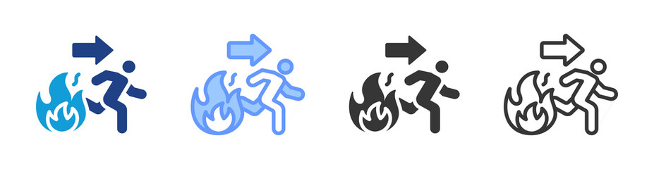 Poster - Fire Exit icon set multiple style collection