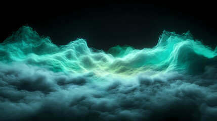 Aufkleber - Abstract Emerald Mountain: A mesmerizing abstract illustration of ethereal mountain formations, rendered in vivid emerald and teal tones. evoking a sense of mystery and otherworldly beauty.