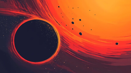 Aufkleber - Celestial Majesty: A visually stunning illustration captures the awe-inspiring power and mystery of a black hole, its gravity-defying pull juxtaposed against the radiant glow of a distant star.