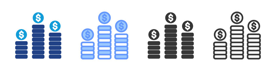 Poster - Profit icon set multiple style collection