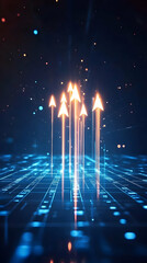 Digital Arrows Rising Above a Circuit Board Abstract Technology