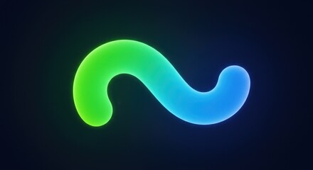 Poster - Abstract Neon Green and Blue Wave Design Digital Art: Vibrant Glowing Fluid Shapes on Dark Background