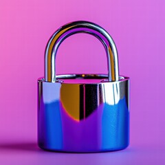Poster - A padlock on a soft pink background symbolizing security and protection in a vibrant setting
