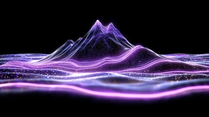 Poster - A majestic mountain illuminated with a purple light creating a mystical and enchanting atmosphere