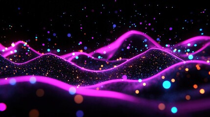 Poster - Abstract purple and blue wave flowing gracefully across the canvas creating a dreamy atmosphere
