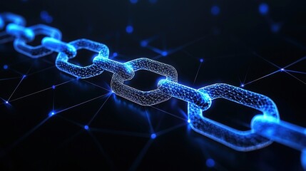 Poster - Close-up of a chain with a single glowing link highlighting connection and strength against dark backdrop