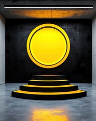 Poster - A bright yellow circle on a plain white background radiating energy and simplicity in design