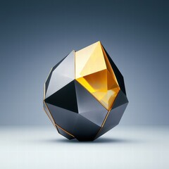 Poster - Elegant black and gold sphere creating a striking contrast against a simple background for artistry