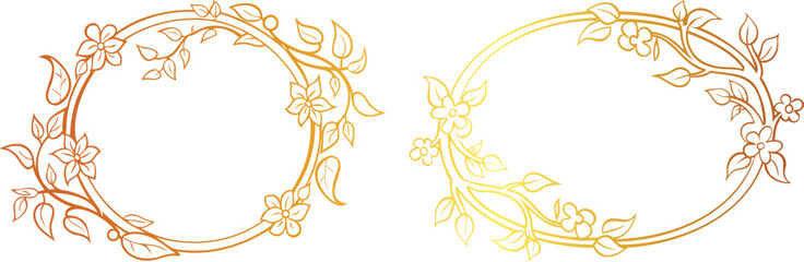  Set of Vine with Small Flowers Frame Line Art Vector Design | Elegant Floral Border Illustration