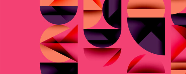 Aufkleber - Abstract geometric background with layered gradient shapes forming dynamic patterns. Overlapping semi circles and triangles create depth and contrast