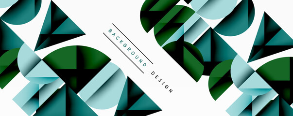 Wall Mural - Minimal geometric abstract background. Circle square and triangle design