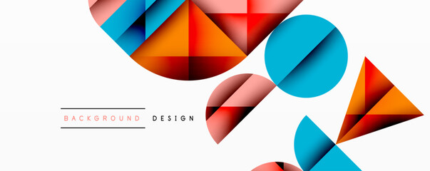 Wall Mural - Abstract geometric pattern with intersecting circles and triangles in gradients. The high-contrast composition creates depth and a dynamic, modern aesthetic