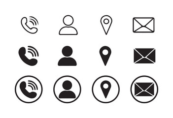 Fototapete - Web icon set. Website set icon vector. for computer and mobile.Business card contact information icons. Contact us icon set. vector illustration eps 10.