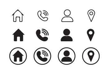 Fototapete - Web icon set. Website set icon vector. for computer and mobile.Business card contact information icons. Contact us icon set. vector illustration eps 10.