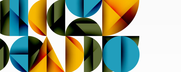 Wall Mural - Minimal geometric abstract background. Circle square and triangle design