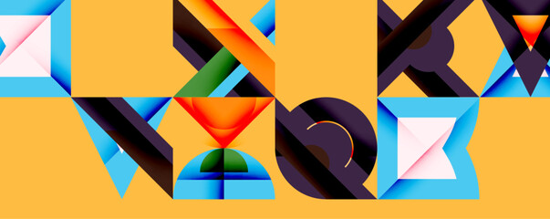 Leinwandbilder - Minimal geometric abstract background. Circle square and triangle design