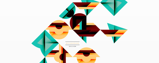 Wall Mural - Circles squares lines abstract background