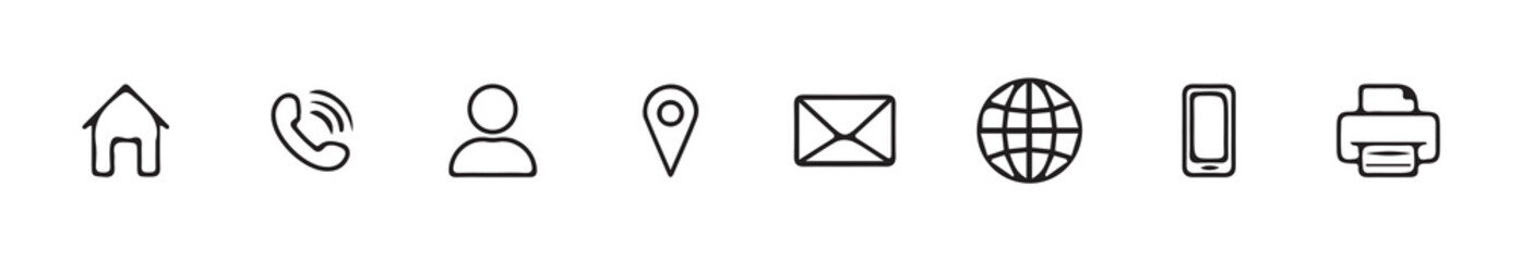 Fototapete - Contact icon set. home,email,location icon set.vector illustration eps 10