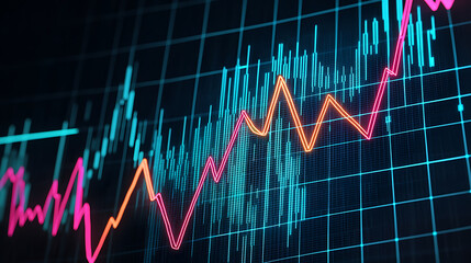 Poster - Analyzing stock market trends financial data visualization dynamic charts digital environment close-up view investment insights