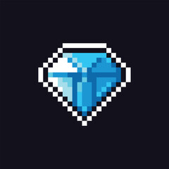 Leinwandbilder - pixel art diamond icon with blue color ,good for your game asset and project.