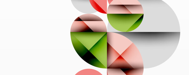 Aufkleber - Modern abstract composition with layered circles and angular segments featuring gradients, transparency effects, and a structured geometric layout