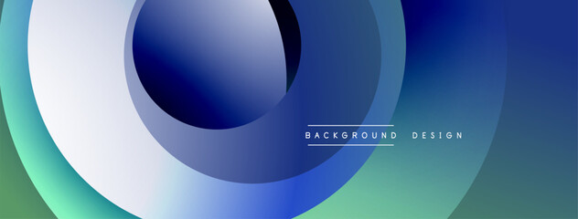 Poster - Layered circular shapes in vivid colors form a gradient-rich abstract design with smooth transitions, depth effects, and a modern, futuristic aesthetic