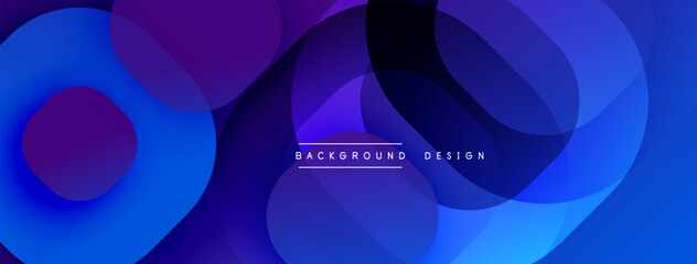 Fototapete - Circular abstract design with overlapping translucent circles and round shapes, blending gradients and smooth curves, creating depth, contrast, and a dynamic visual effect