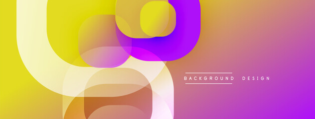 Fototapete - Circular abstract design with overlapping translucent circles and round shapes, blending gradients and smooth curves, creating depth, contrast, and a dynamic visual effect
