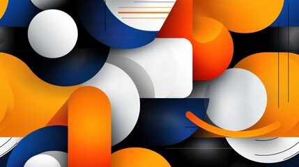 Aufkleber - Vibrant geometric abstraction with circles, curves, and contrasting color pops, creating a modern, dynamic design.