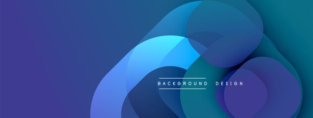Aufkleber - Circular abstract design with overlapping translucent circles and round shapes, blending gradients and smooth curves, creating depth, contrast, and a dynamic visual effect