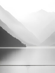 Wall Mural - A mountain range with a lake in the foreground