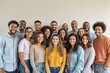© PlanetOfVectors - Group of smiling young adults in casual clothing standing close together, realistic style, neutral background, concept of unity and diversity. Ai generative