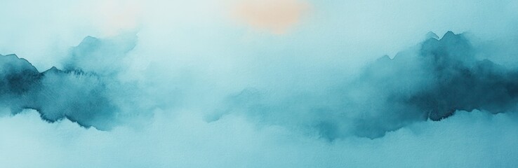 Poster - Soft Pastel Cyan Watercolor Background Texture with Teal and Turquoise Gradients for Decorative Page Wallpaper and Eco-Friendly Design