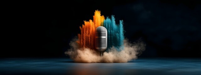 Poster - A 3D rendered vibrant spectrogram displaying the intricate frequency spectrum of a human voice capturing the dynamic energy and expression of speech