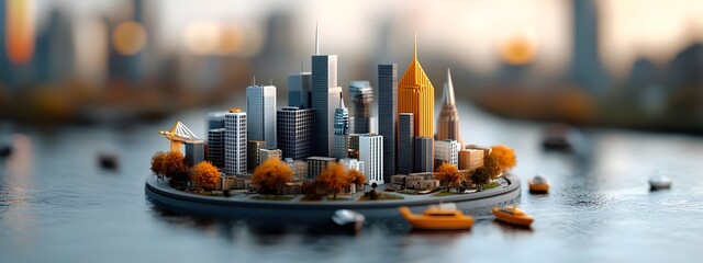 Poster - a detailed 3d rendering showcasing the frequency distribution of urbanization rates across a modern 