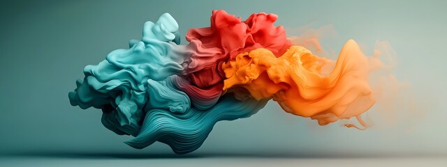 Poster - A dynamic and captivating abstract visualization of fluid colors in swirling chaotic motion creating a mesmerizing and expressive digital artwork