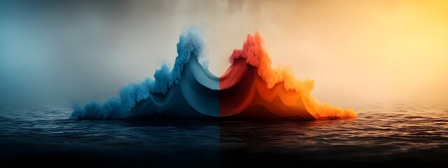 Poster - A dynamic and vibrant spectrographic visualization of the frequency content and energy patterns within the flowing waters of a river evoking a sense of natural harmony and technological wonder