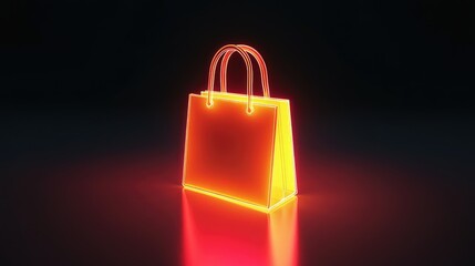 Wall Mural - neon shopping bag on dark background (7)