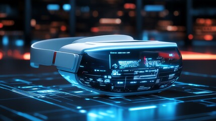 Poster - Futuristic Smart Glasses: Sleek Design with Vibrant Blue Interface