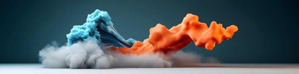 Poster - A visually striking 3D animation depicting the dispersive of a wave packet into distinct frequencies creating a mesmerizing interplay of vibrant colors and fluid forms
