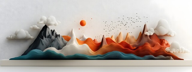 Poster - an abstract 3d rendered visualization depicting the frequency distribution of technological disrupti
