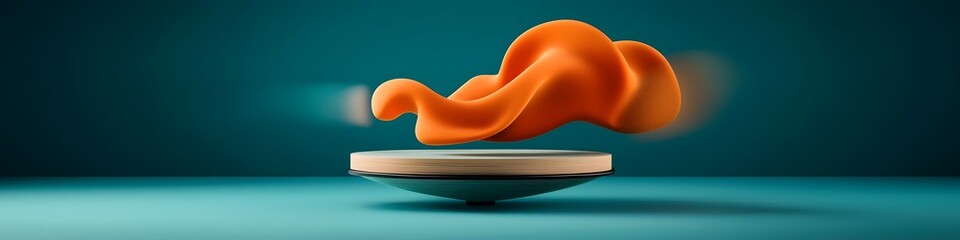 Poster - An abstract three dimensional sculpture appears to float and vibrate creating a visually striking and dynamic composition