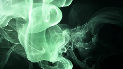 Poster - Ethereal green smoke swirling in darkness creates captivating abstract art