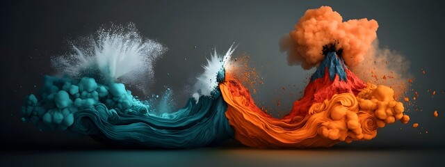 Poster - This digital artwork represents the dynamic and powerful forces of nature
