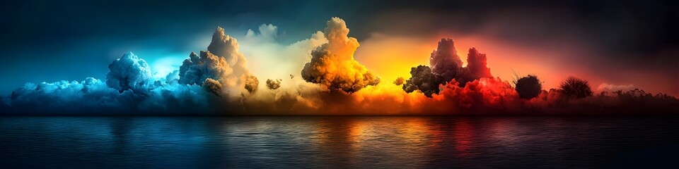 Poster - This digital artwork depicts a striking and dynamic landscape with clouds and storms reflecting the varied and unpredictable nature of weather patterns