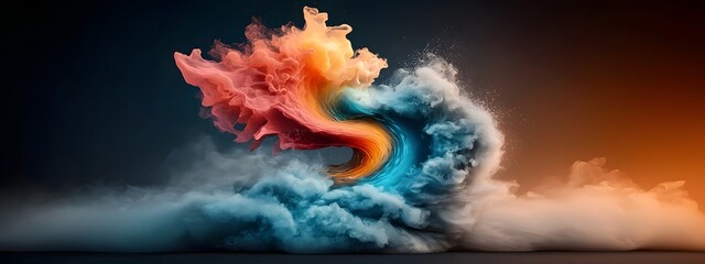 Poster - Vibrant and dynamic of a wave packet undergoing refraction with its frequencies shifting and changing direction creating a mesmerizing and captivating visual experience