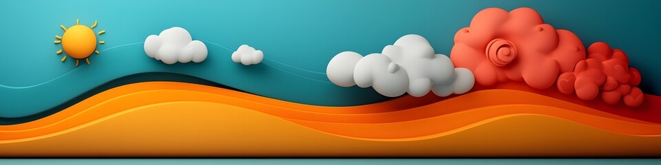 Poster - vibrant digital showcasing a stylized landscape with abstract shapes and patterns representing the f