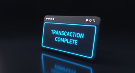 Poster - Successful Online Transaction Confirmation Neon Glow Digital Window Interface